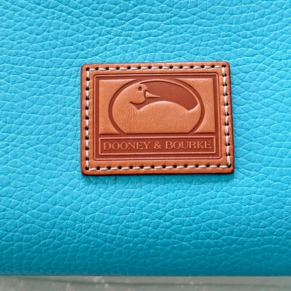 TOTE, DOONEY & BURKE, LEATHER, TURQUOISE WITH BROWN ACCENTS, ADJUSTABLE LEATHER - Picture 3 of 12